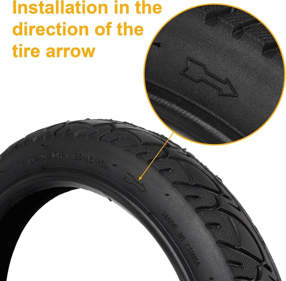 14-Inch Electric Bike & Scooter Tire and Tube Set with Angled Valve Stem