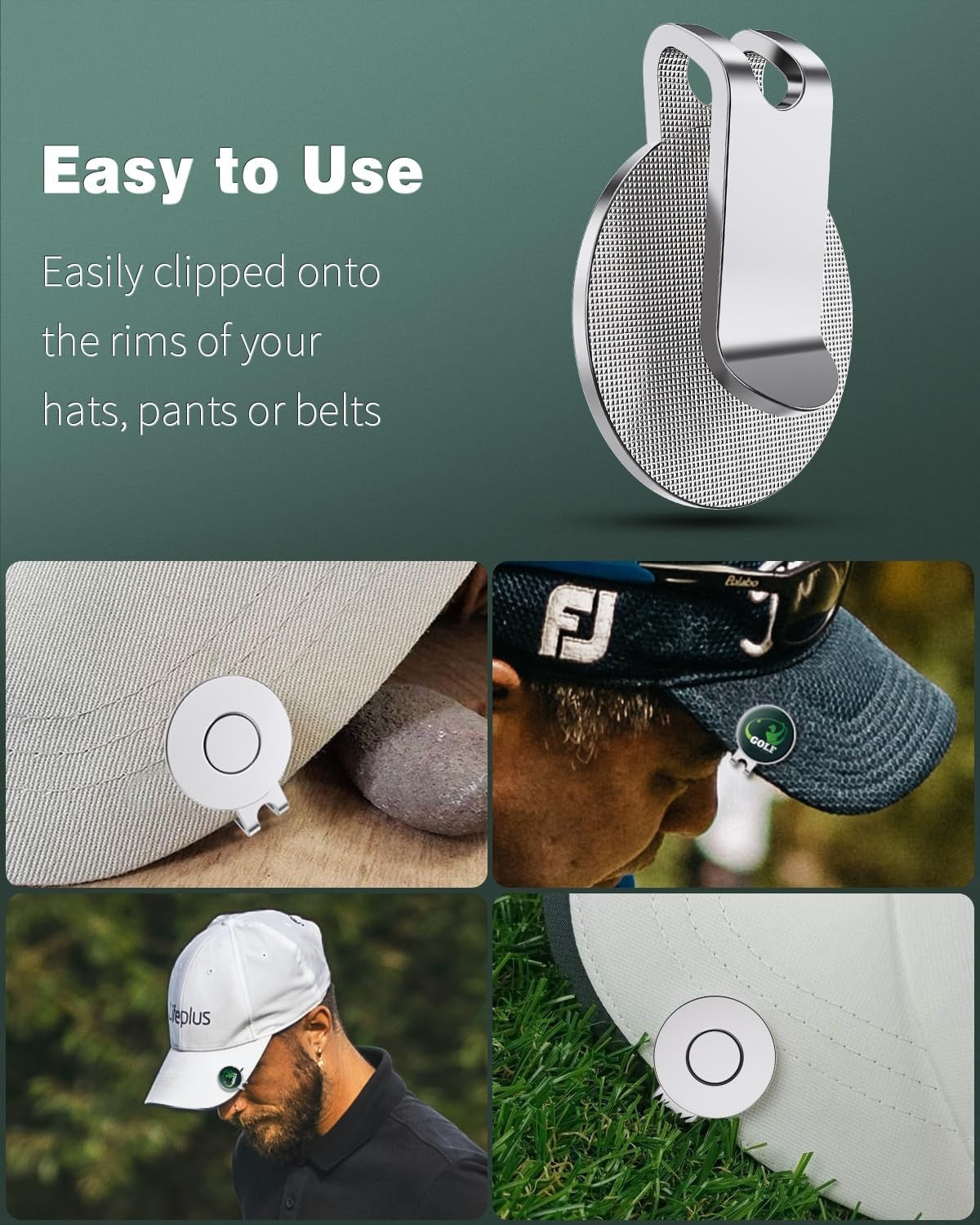 Magnetic Golf Hat Clips with Ball Marker Holders - 3 Pack