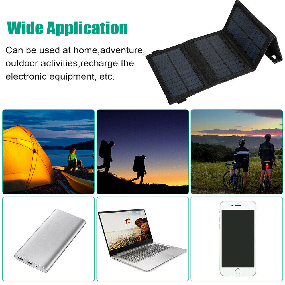 100W Foldable Solar Panel Kit with USB Power Bank for Camping Hiking