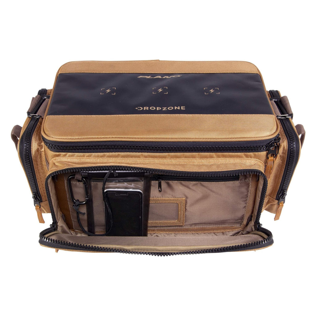Large Waterproof Fishing Tackle Bag with Utility Boxes - Beige, 1680 Denier