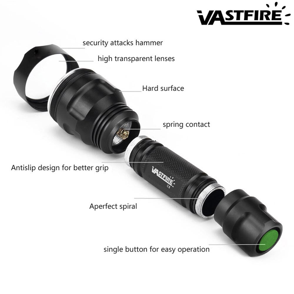 Rechargeable Red LED Hunting Flashlight 400 Yards Waterproof Torch for Predator and Varmint