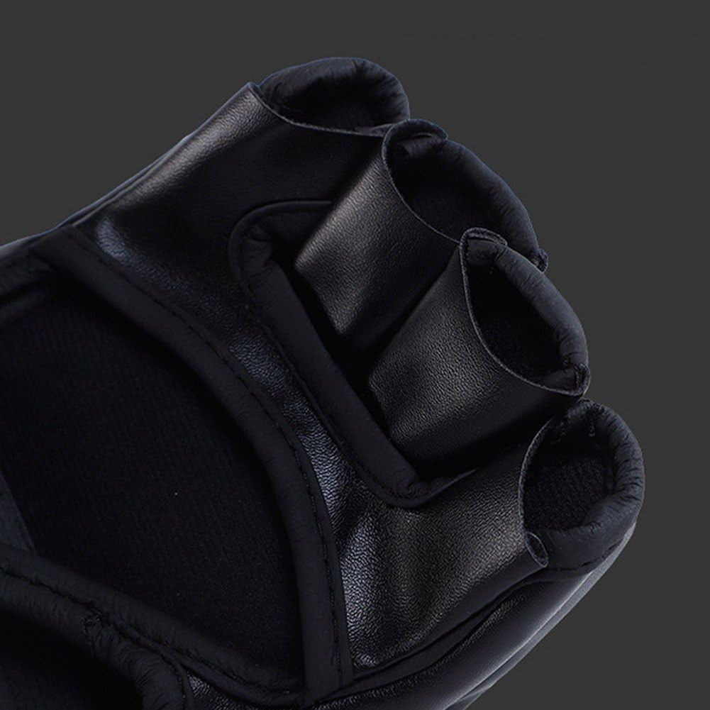 Adult Boxing Gloves PU Leather Half Finger Fight Gear - Black