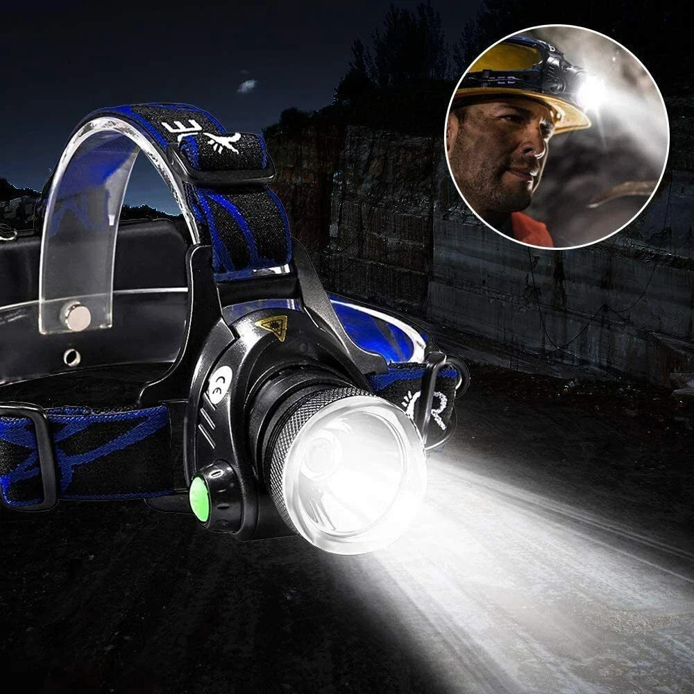 Rechargeable LED Headlamp with Zoom, Waterproof, High Lumens - Outdoor & Work Light
