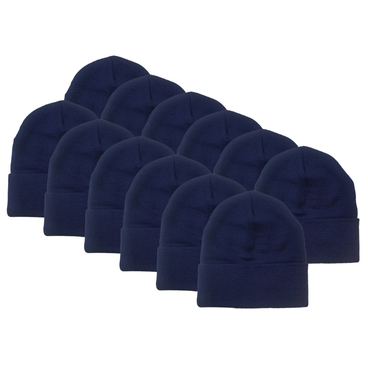 Unisex Knit Beanie Hats Bulk Pack - Soft Warm Winter Cuffed Caps