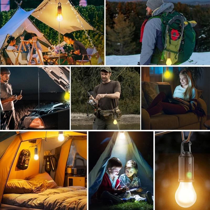 Solar LED Camping Light - Rechargeable Waterproof Hook Lantern for Hiking Emergency