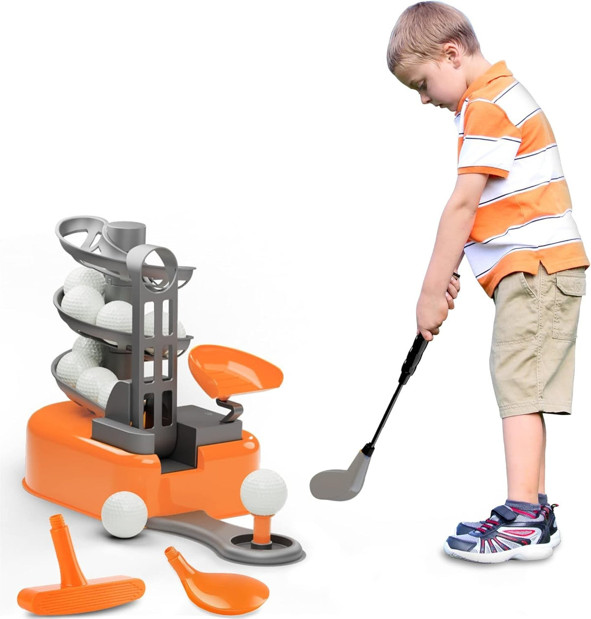 Toddler Golf Set with Ball-to-Tee Trainer and Golf Clubs - Fun Outdoor Play for Kids 3-8