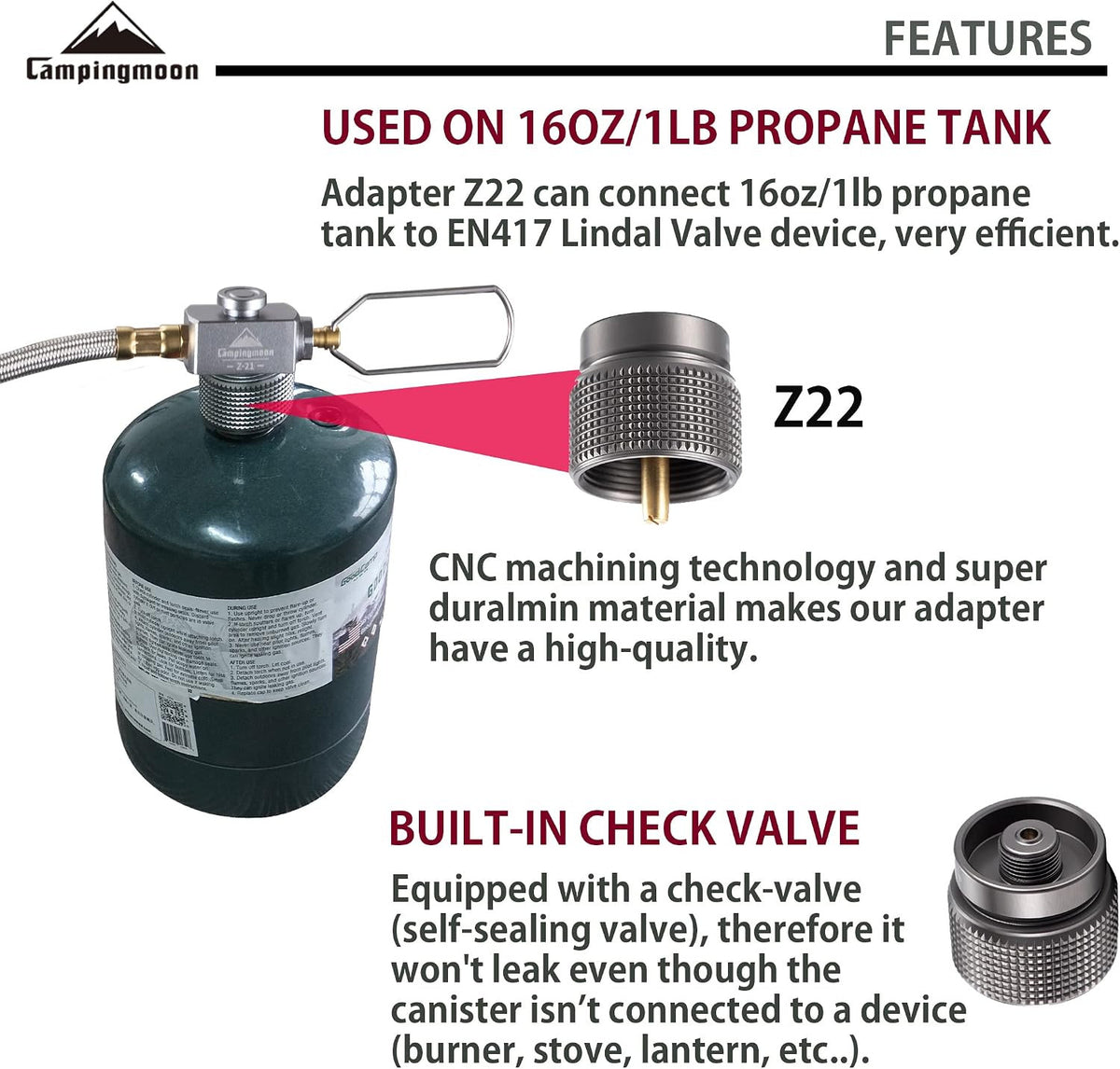 Propane to Butane Camping Stove Adapter with Hose Valve for 16oz Tanks