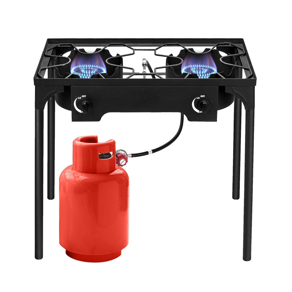 150,000 BTU Double Burner Gas Cooker Stand Stove for Outdoor BBQ Camping