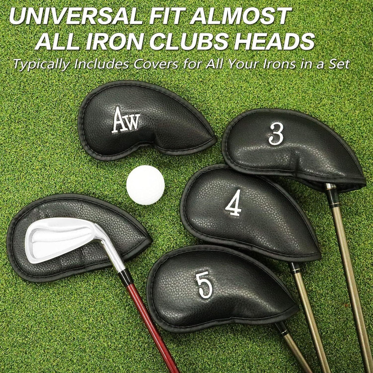 Golf Iron & Wedge Head Covers 12 Pack with Embroidered Labels - Fits Most Clubs