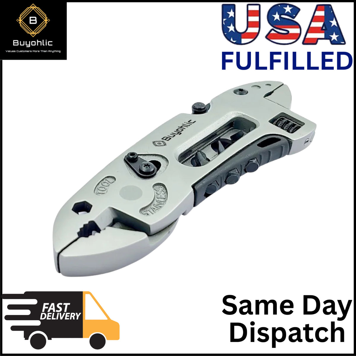 7-in-1 Multi-Tool Wrench Set with Pliers Wire Cutter Screwdrivers