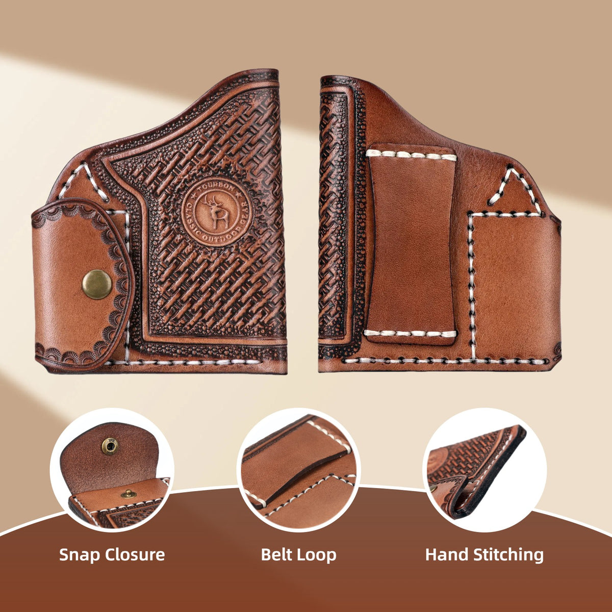 Leather Gun Holster for Mini Revolvers IWB OWB Concealed Carry