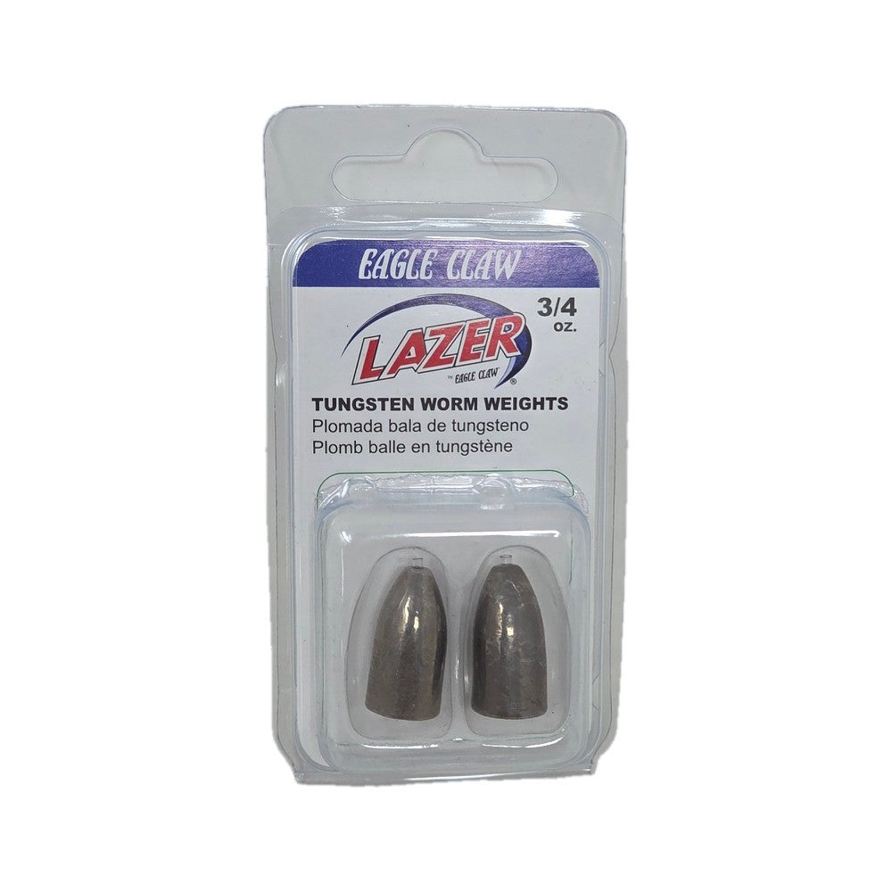 3/4 oz Tungsten Worm Weights Pack of 6 for Bass Fishing - Heavy Cover