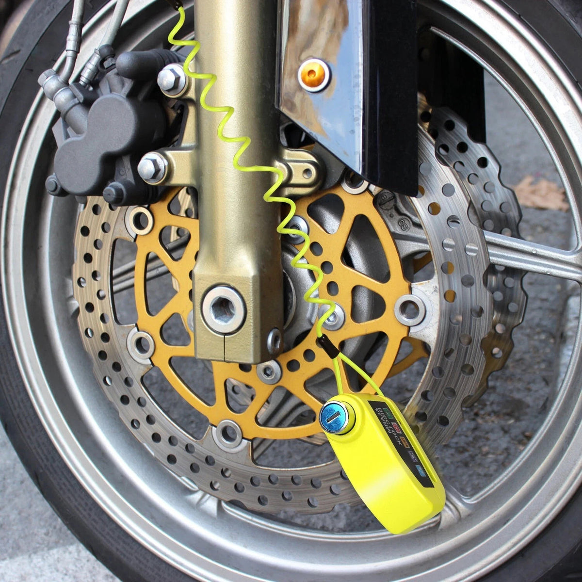 Waterproof Motorcycle Disc Brake Lock with Alarm and Reminder Cable