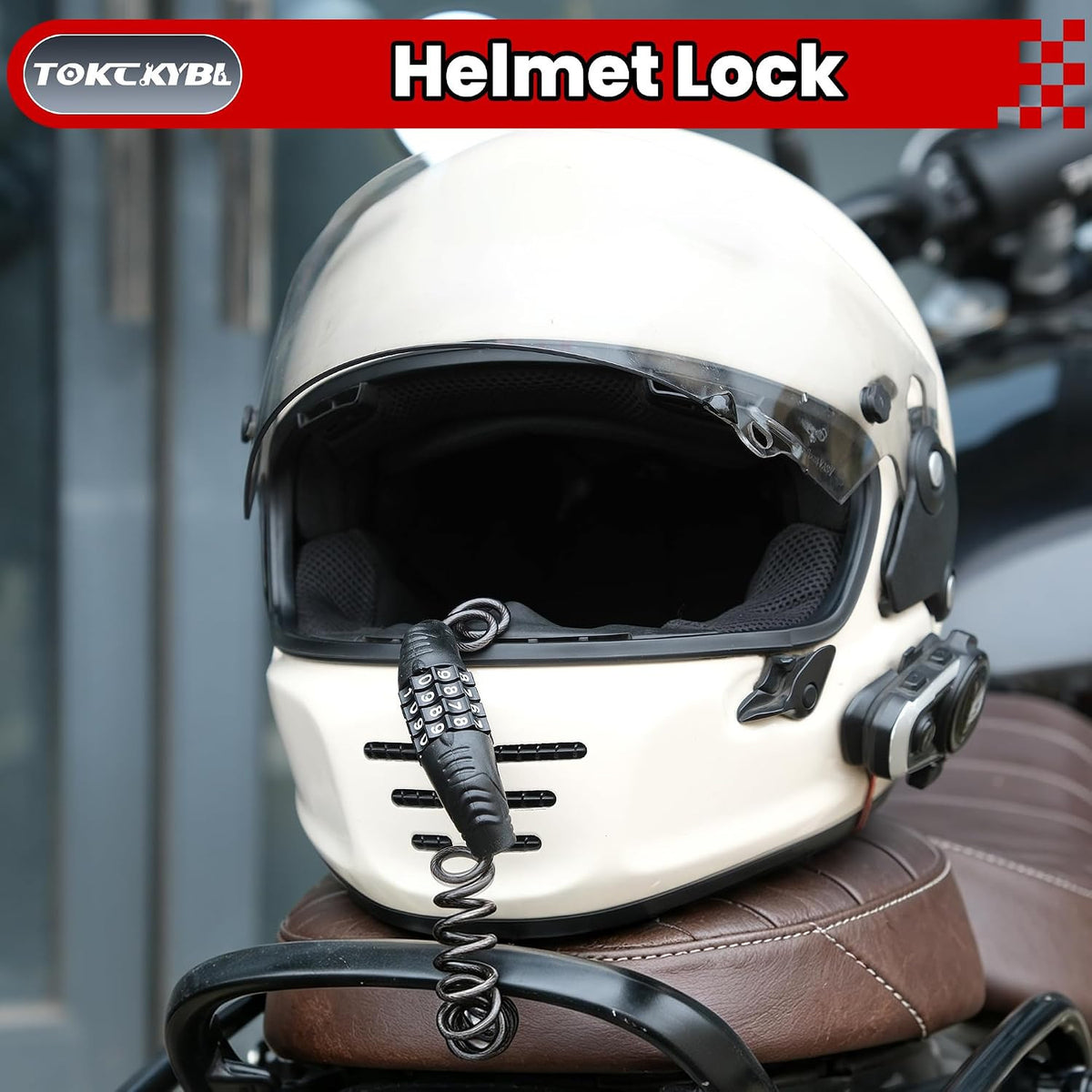Heavy Duty Motorcycle Lock with Helmet Detachable Lock - Anti-Theft Security