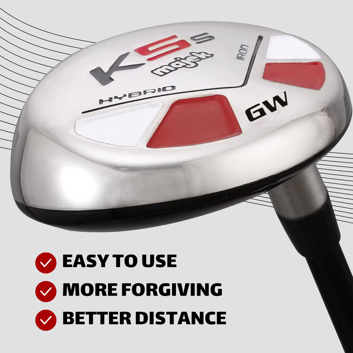 Senior Men's 52° Golf Wedge - Majek Hybrid Wedge with Graphite Shaft