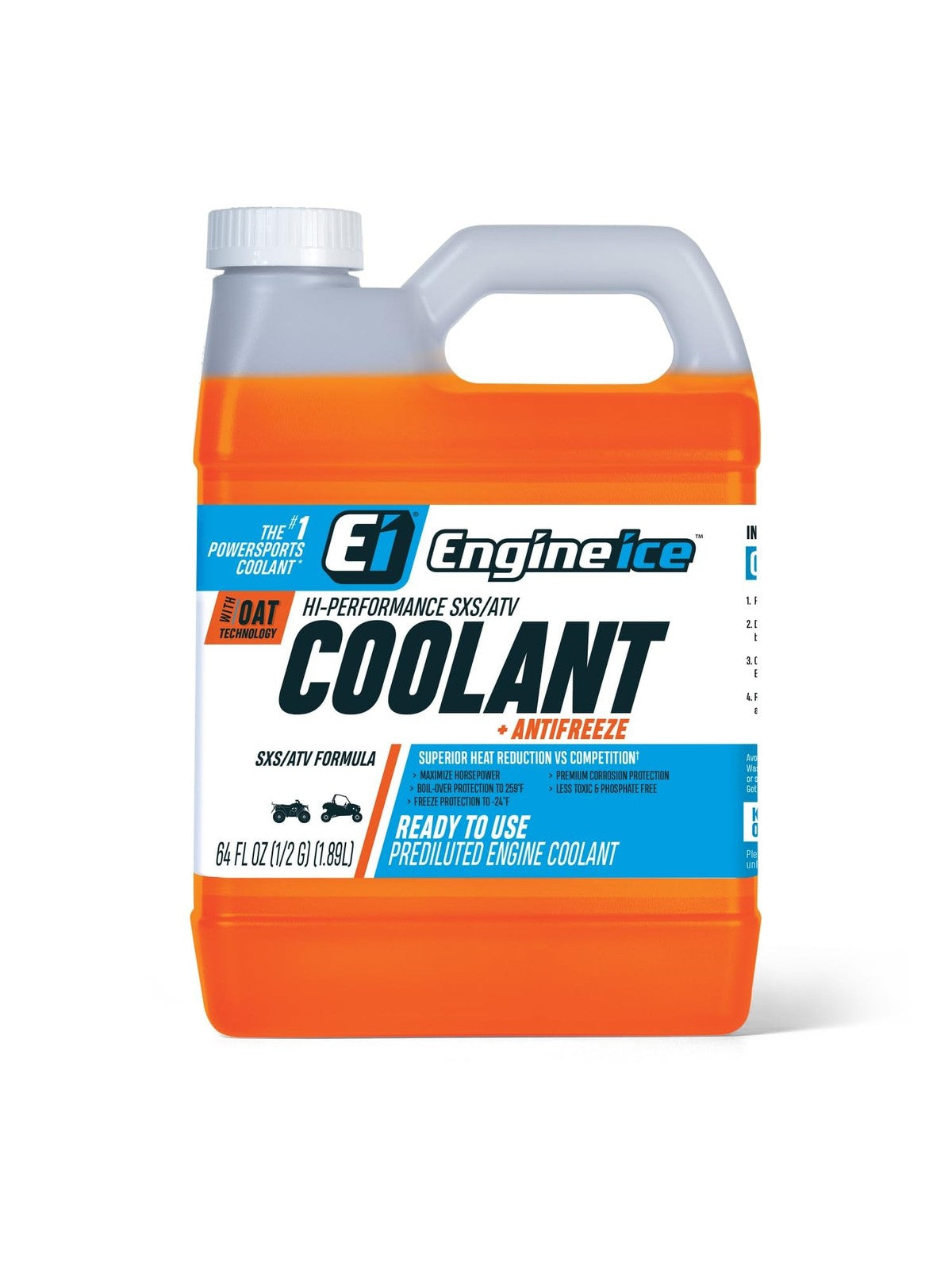 Engine Ice Hi-Performance ATV and SXS Coolant - Orange, 1/2 Gallon