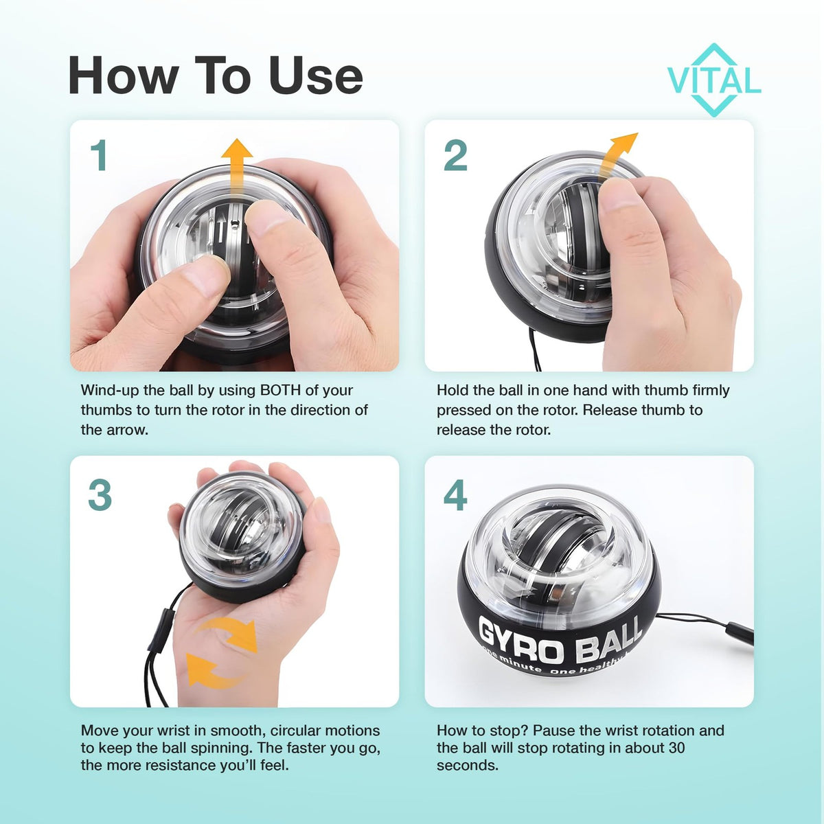 Gyroscopic Wrist Ball Exerciser with LED Lights - Hand & Wrist Strength Trainer