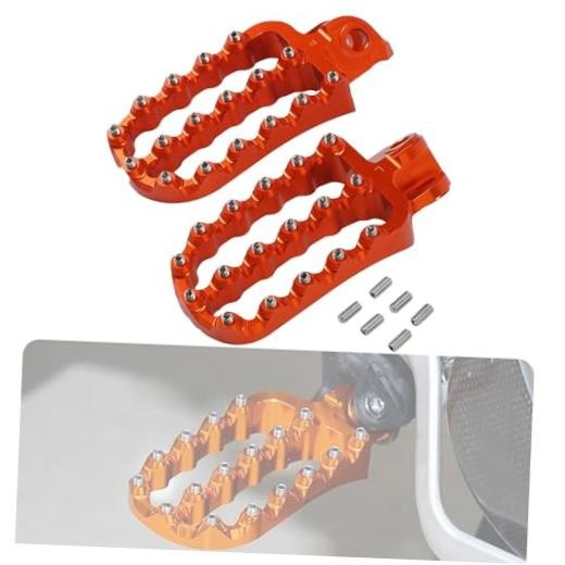 Orange Wide Rider Foot Pegs for KTM Adventure & Dirt Bikes - Aluminum Footrests