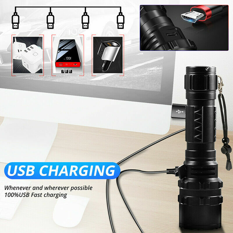 Rechargeable LED Tactical Flashlight 2 Pack - Waterproof, High Brightness, Emergency Use