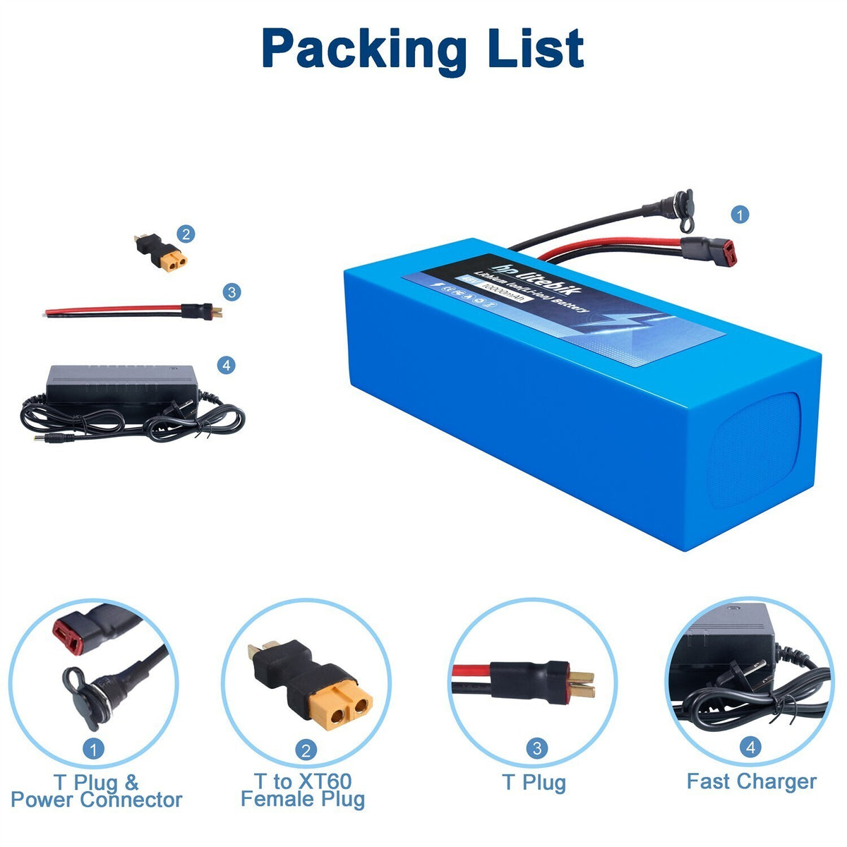 48V Lithium E-Bike Battery with 30A BMS for Electric Bicycle Scooter 1500W