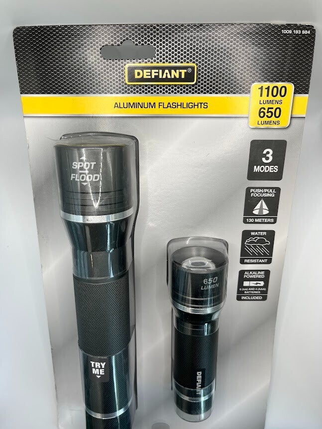 LED Flashlight 2 Pack - 1100 & 650 Lumens, Aluminum Body, Waterproof