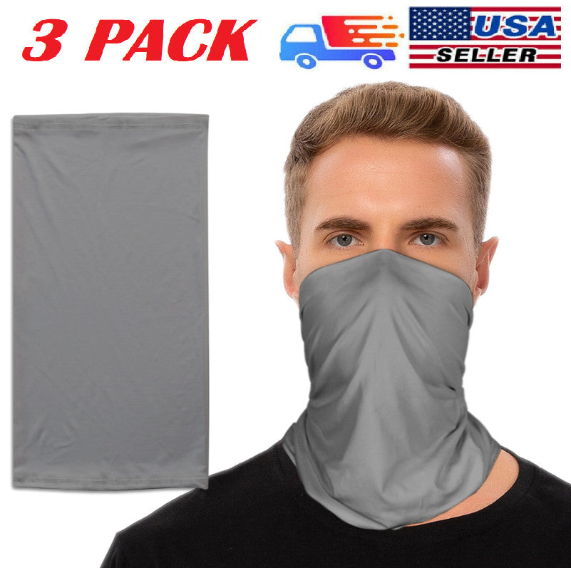 Pack of Multi-Functional Windproof Neck Gaiter Face Masks - Black & Gray