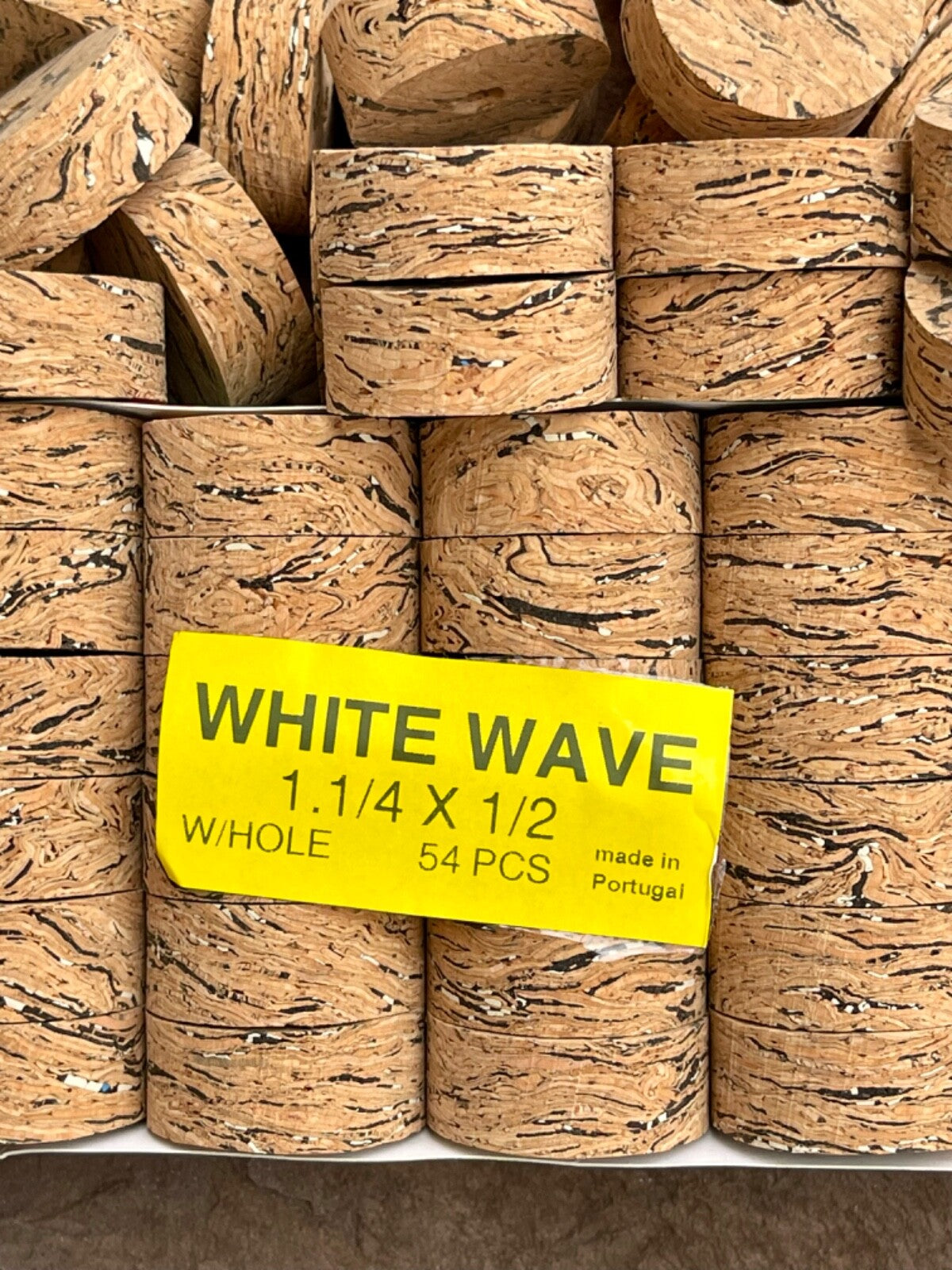 White Burl Cork Rings - 36 Pack 1 1/4" x 1/2" Hole Craft Supplies