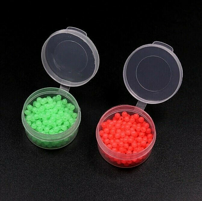 400 Glow in the Dark Fishing Beads - 4mm Soft Egg Beads for Tackle, Green & Orange