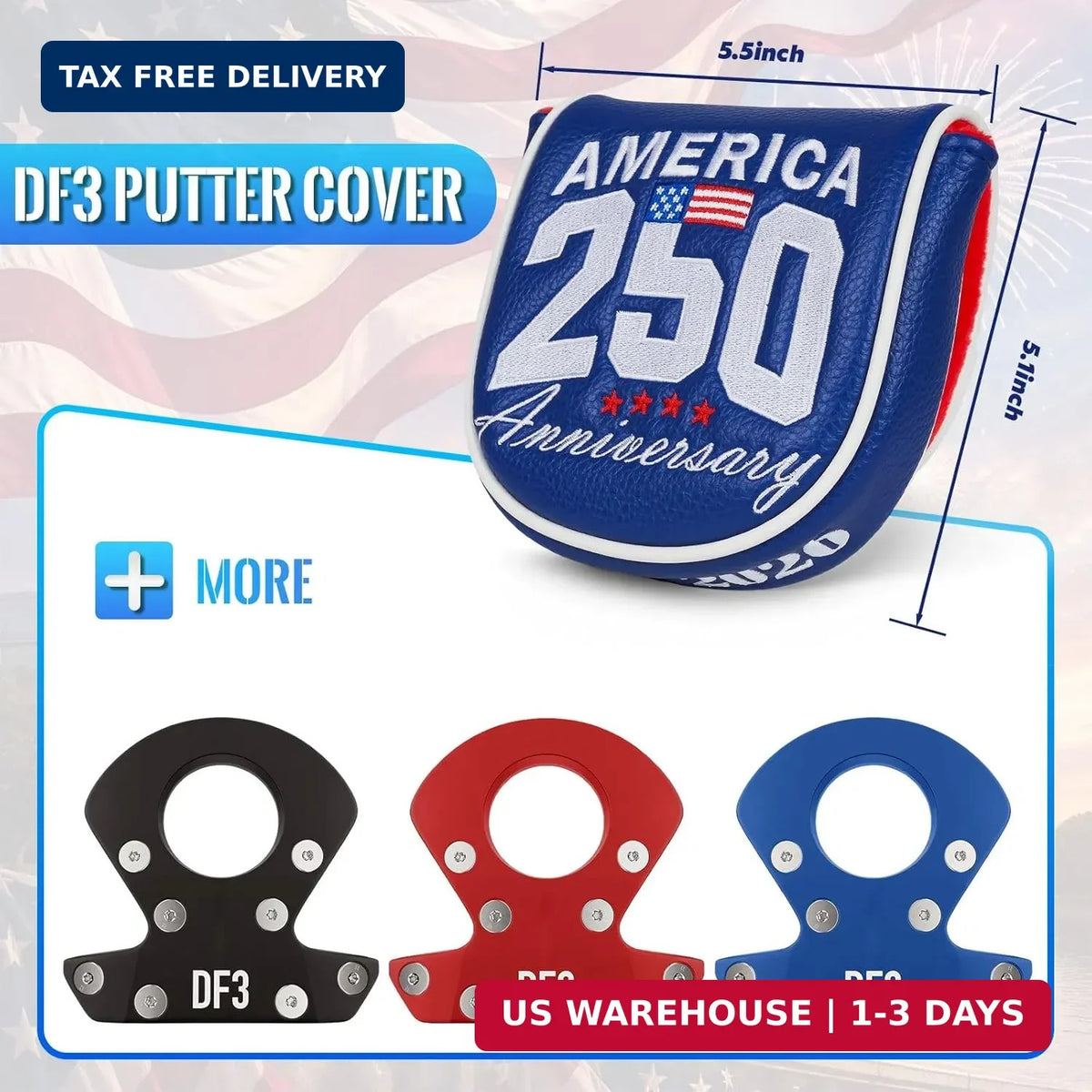 USA 250th Anniversary Golf Putter Cover for LAB DF3 - Patriotic Style