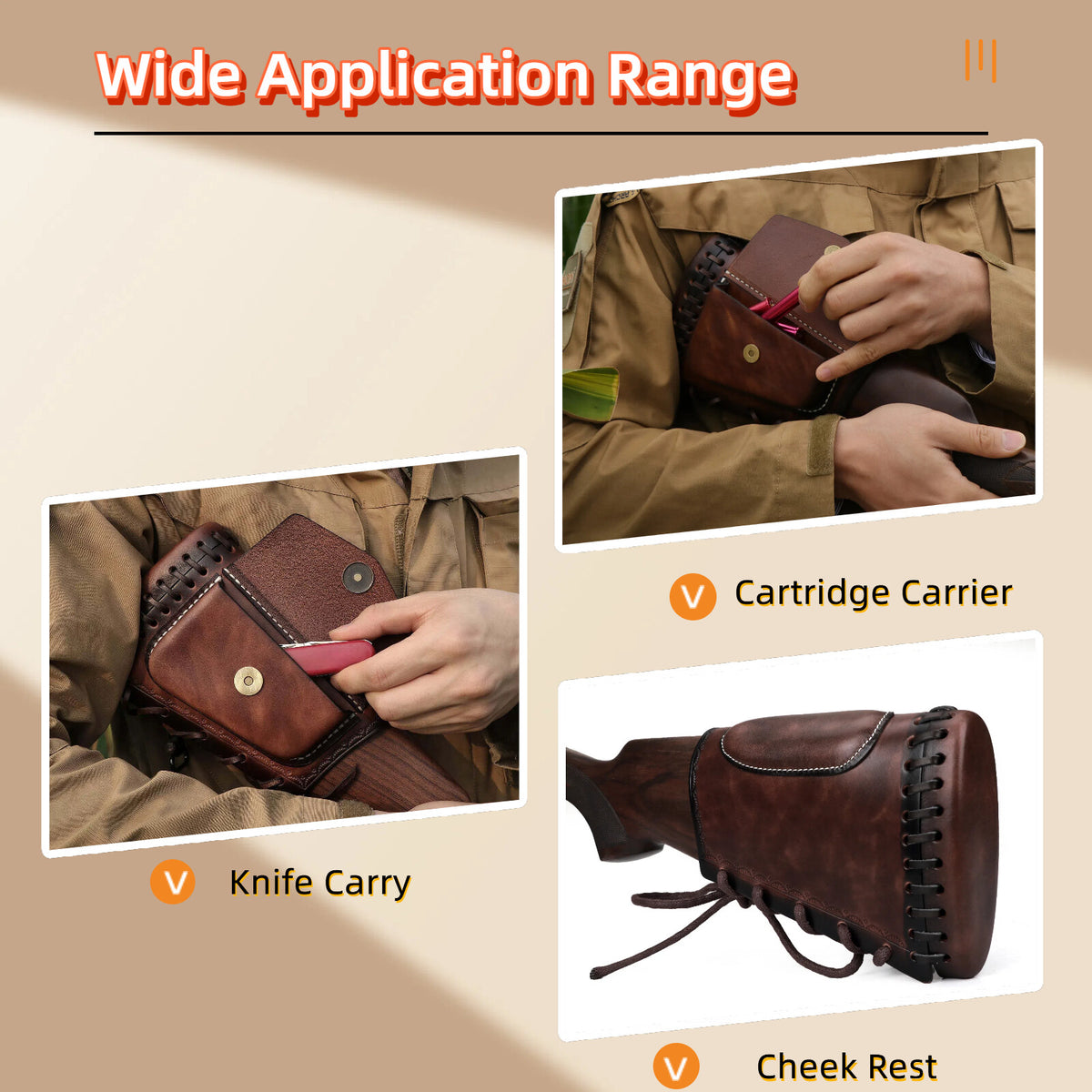 Leather Rifle Recoil Pad with Cheek Rest and Adjustable Stock Cover