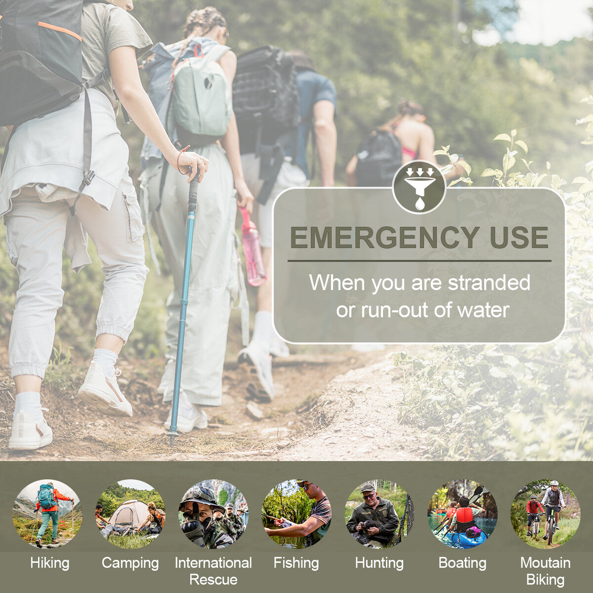 Personal Water Filter Straw for Camping Hiking Emergency Survival Purifier