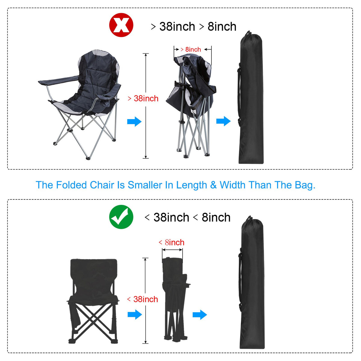 Camping Chair Carry Bag 38x10 Inch Folding Tripod Storage Bag with Handle