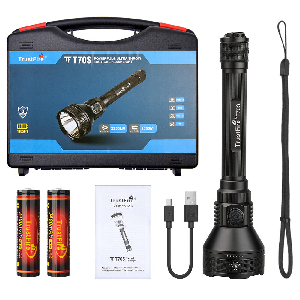 Rechargeable LED Tactical Flashlight 2350LM Long Range Hunting Torch