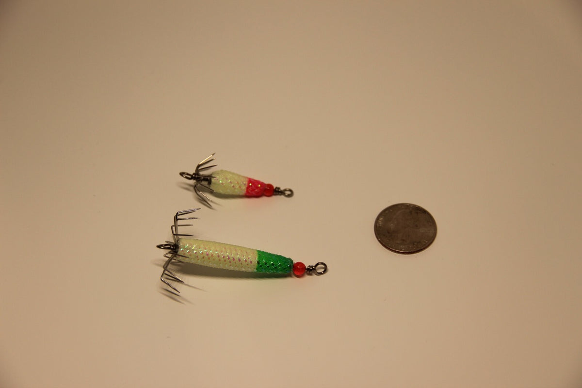 8Pcs Glow-in-Dark Squid Jigs Set for Fishing - 2/3oz & 1/4oz with 4 Colors