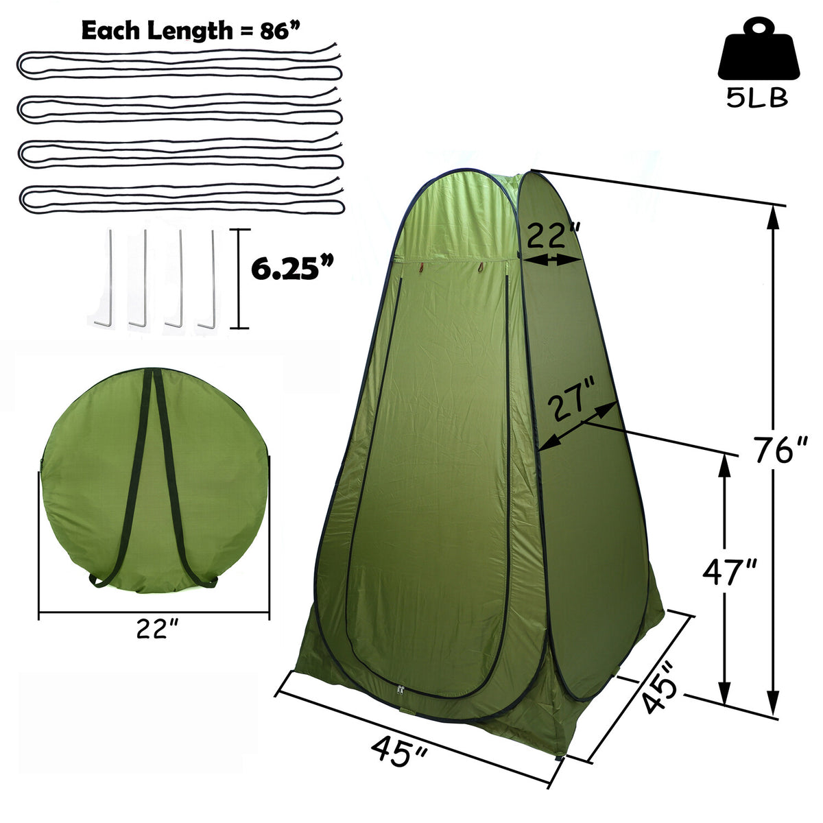 Portable Privacy Tent for Outdoor Shower, Changing & Toilet Use