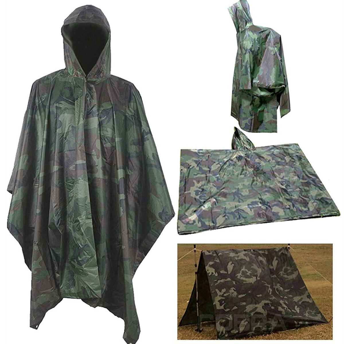 Waterproof Tactical Rain Poncho Shelter for Hunting Camping and Outdoor Use