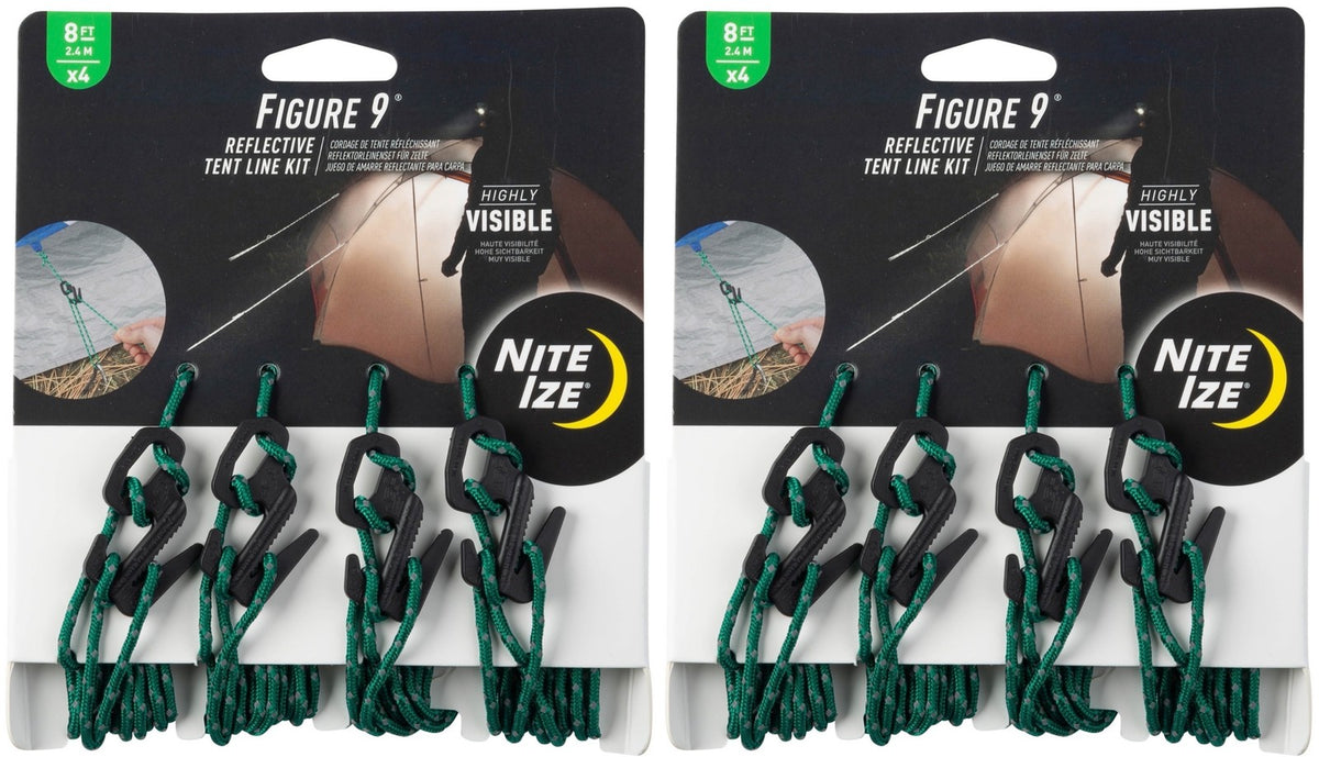 Reflective Tent Guy Line Kit - 8ft Rope Tensioners for Camping & Hiking