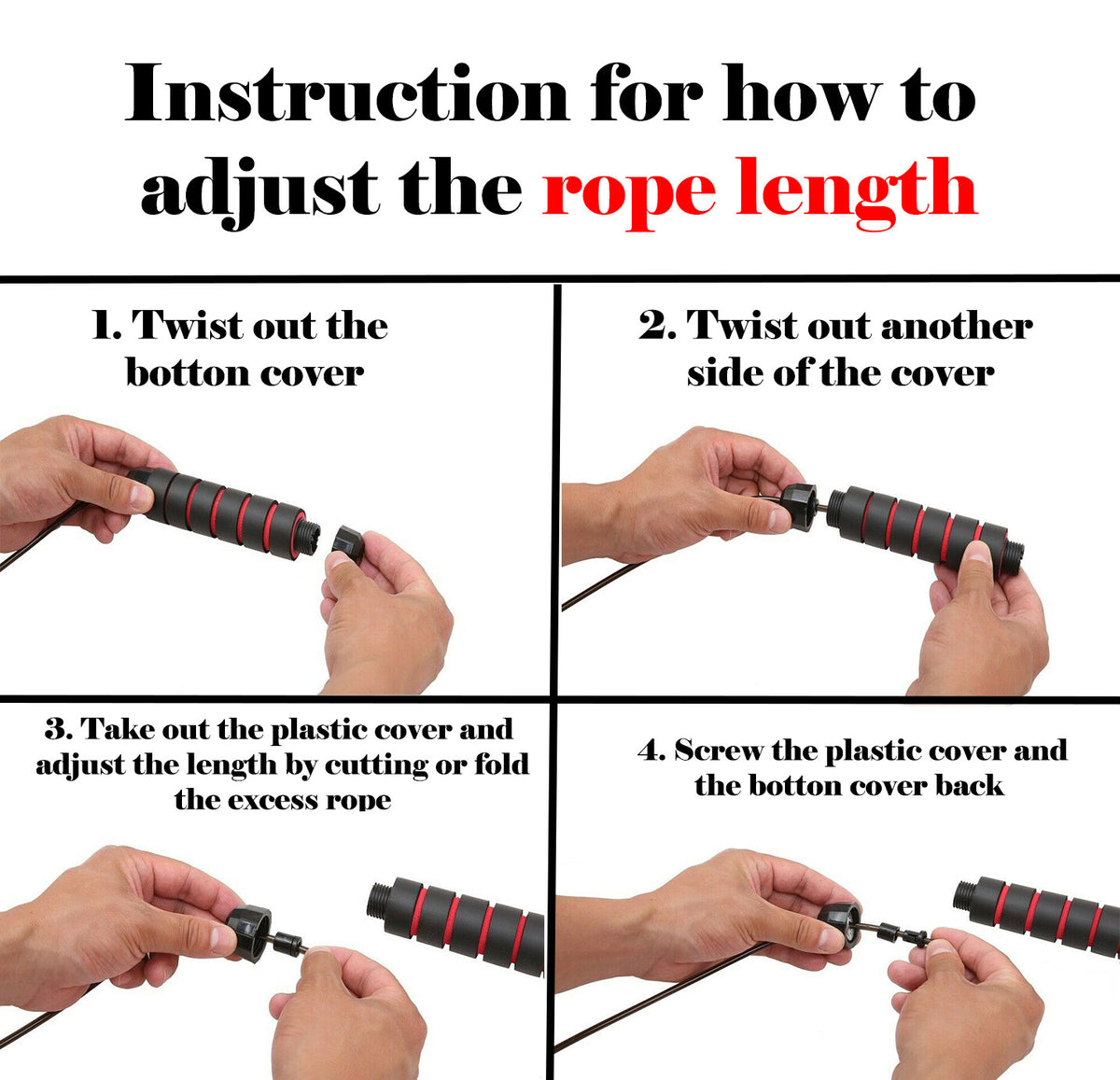 Tangle-Free Adjustable Steel Handle Jump Rope for Cardio Workout Gym