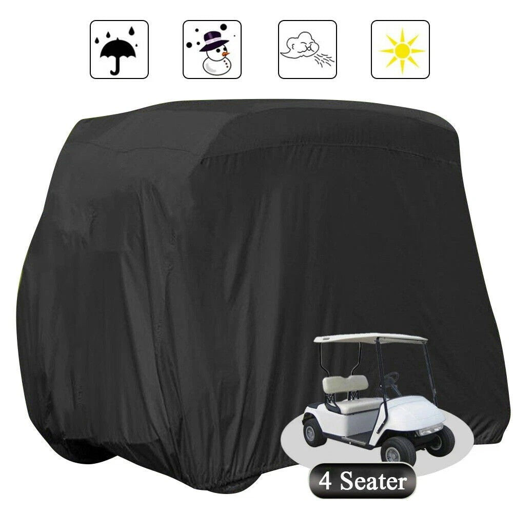Waterproof 4-Passenger Golf Cart Cover for EZGO Club Car Yamaha Black