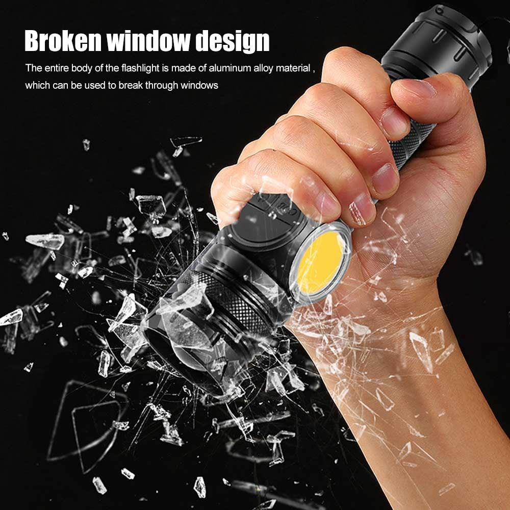Rechargeable LED Flashlight Torch with COB Light Zoomable USB Portable