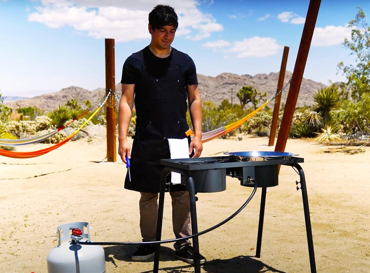 Double Propane Burner Outdoor Stove with Stand 55,000 BTU Each