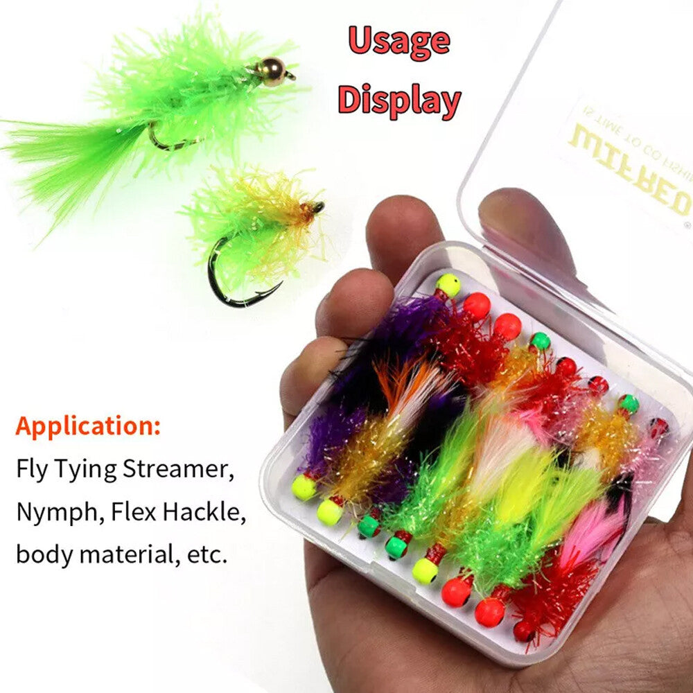 15 Colors Fly Tying Material Crystal Flash Tinsel Chenille Thread for Fishing