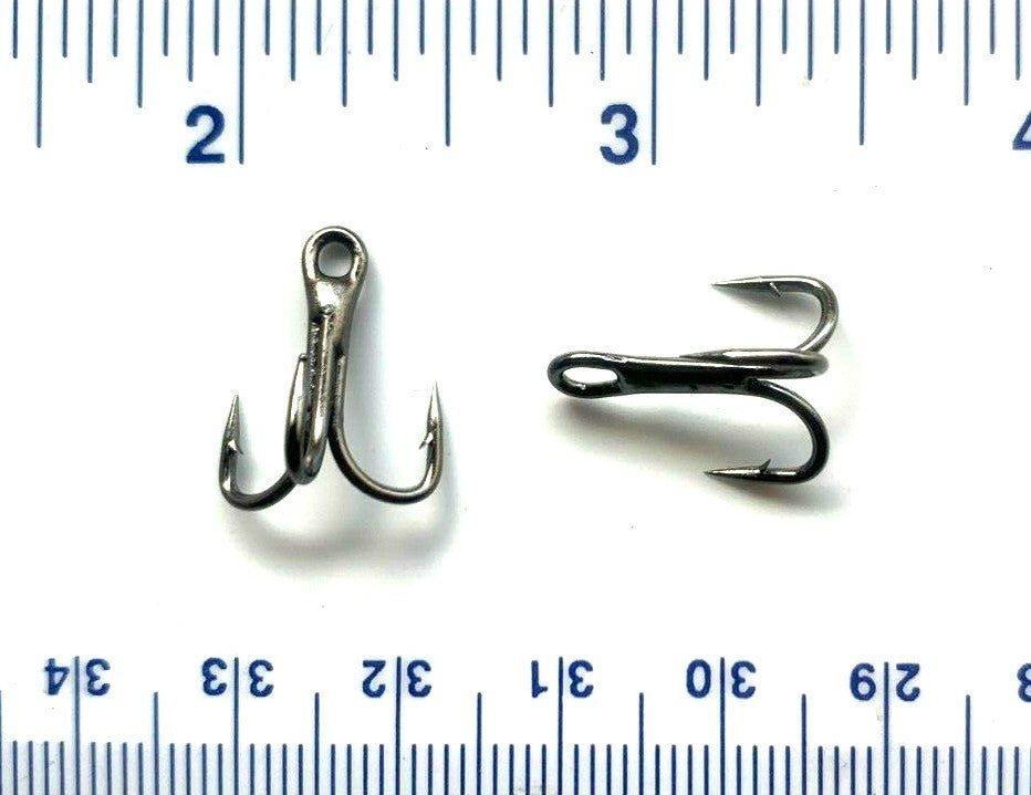Treble Fishing Hooks Size 8 - 50 Pack Black Nickel, Strong & Sharp