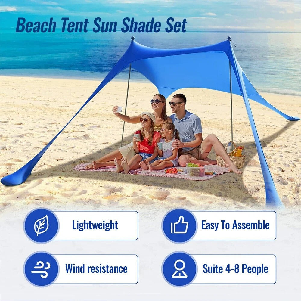 Portable Beach Tent Sun Shade Canopy UPF 50+ with Sandbags, Lightweight Outdoor Shelter