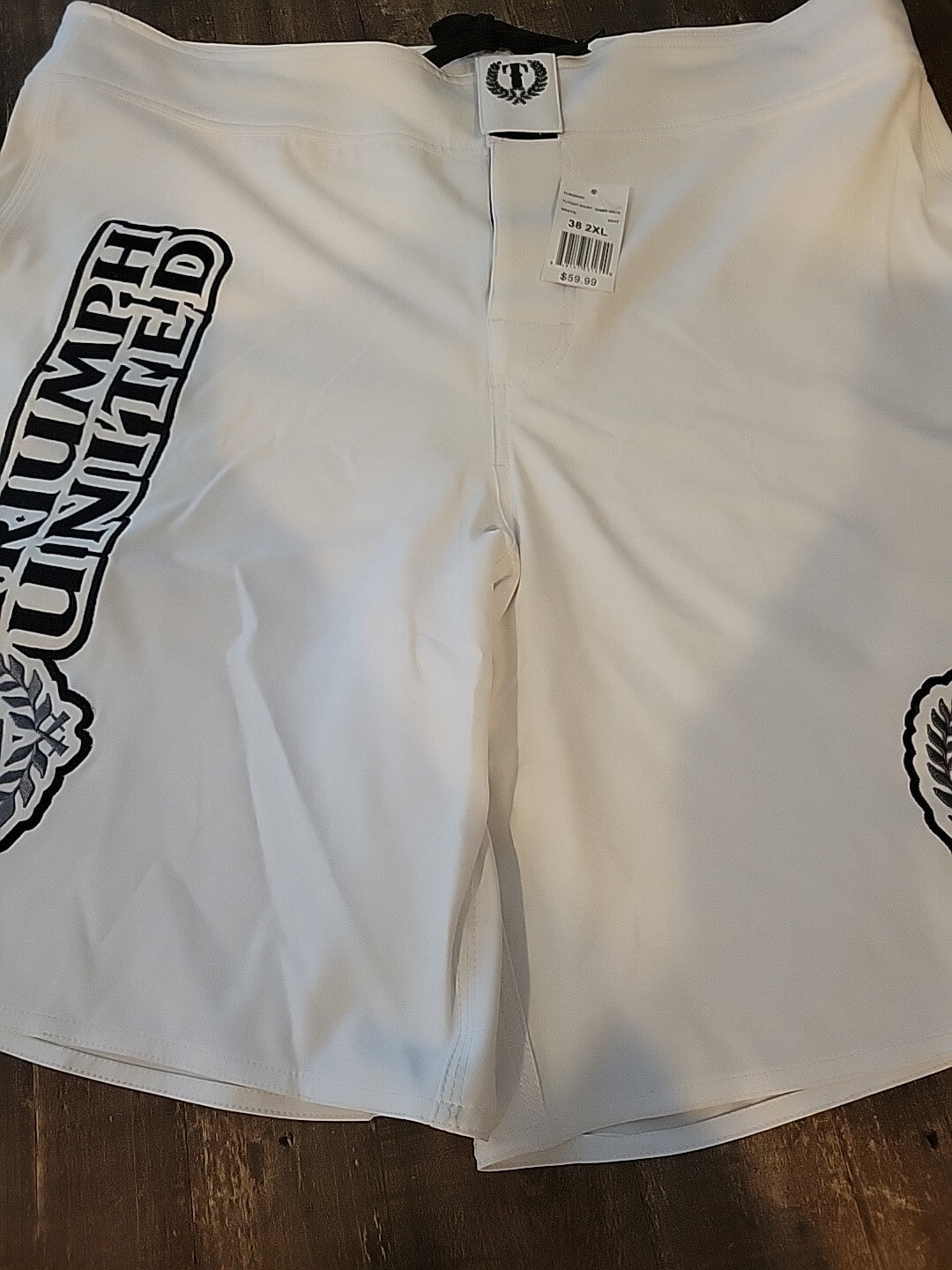 MMA Fight Shorts White 2XL Training Shorts with Drawstring