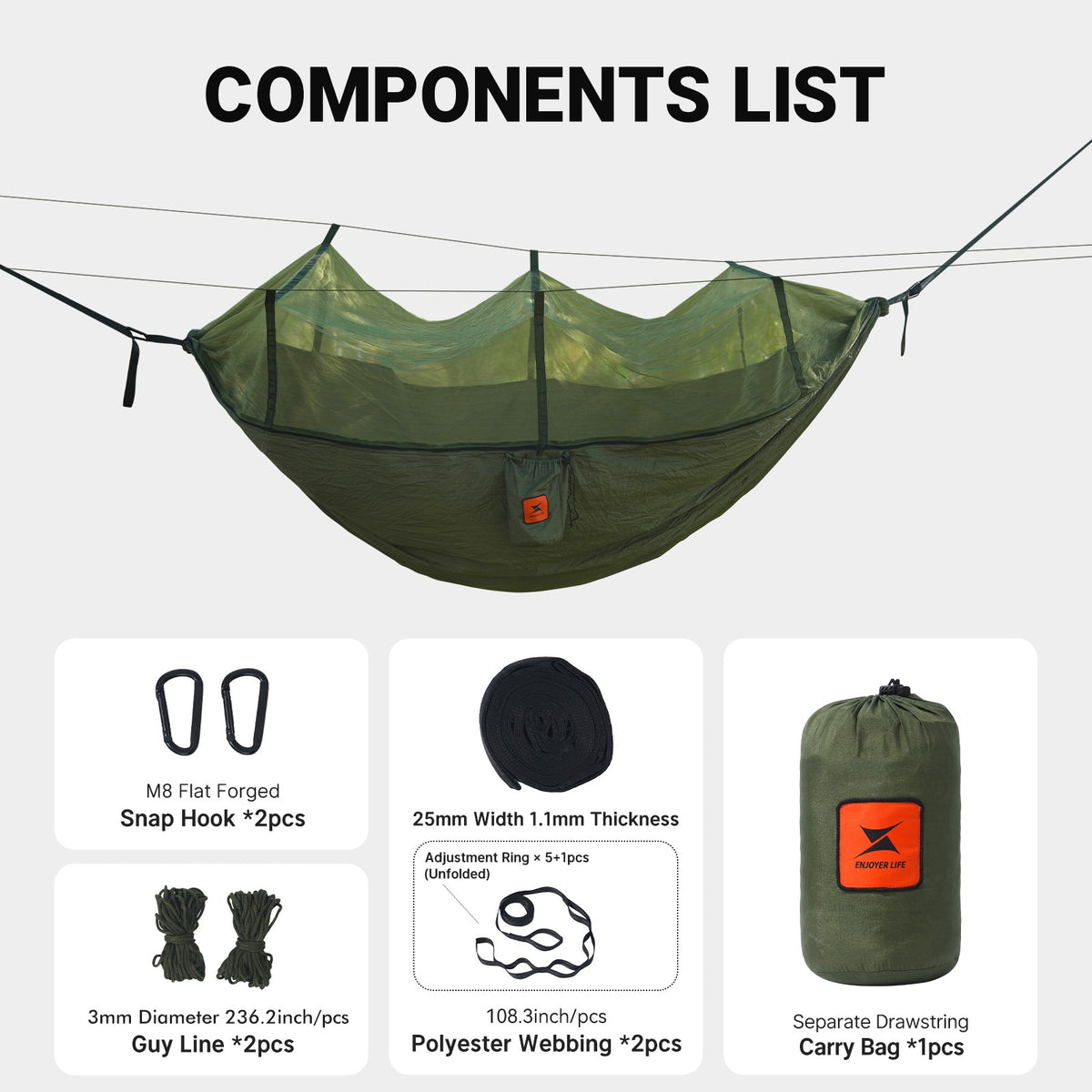 Camping Hammock with Mosquito Net Rainfly Under Quilt and Mat - Outdoor Gear