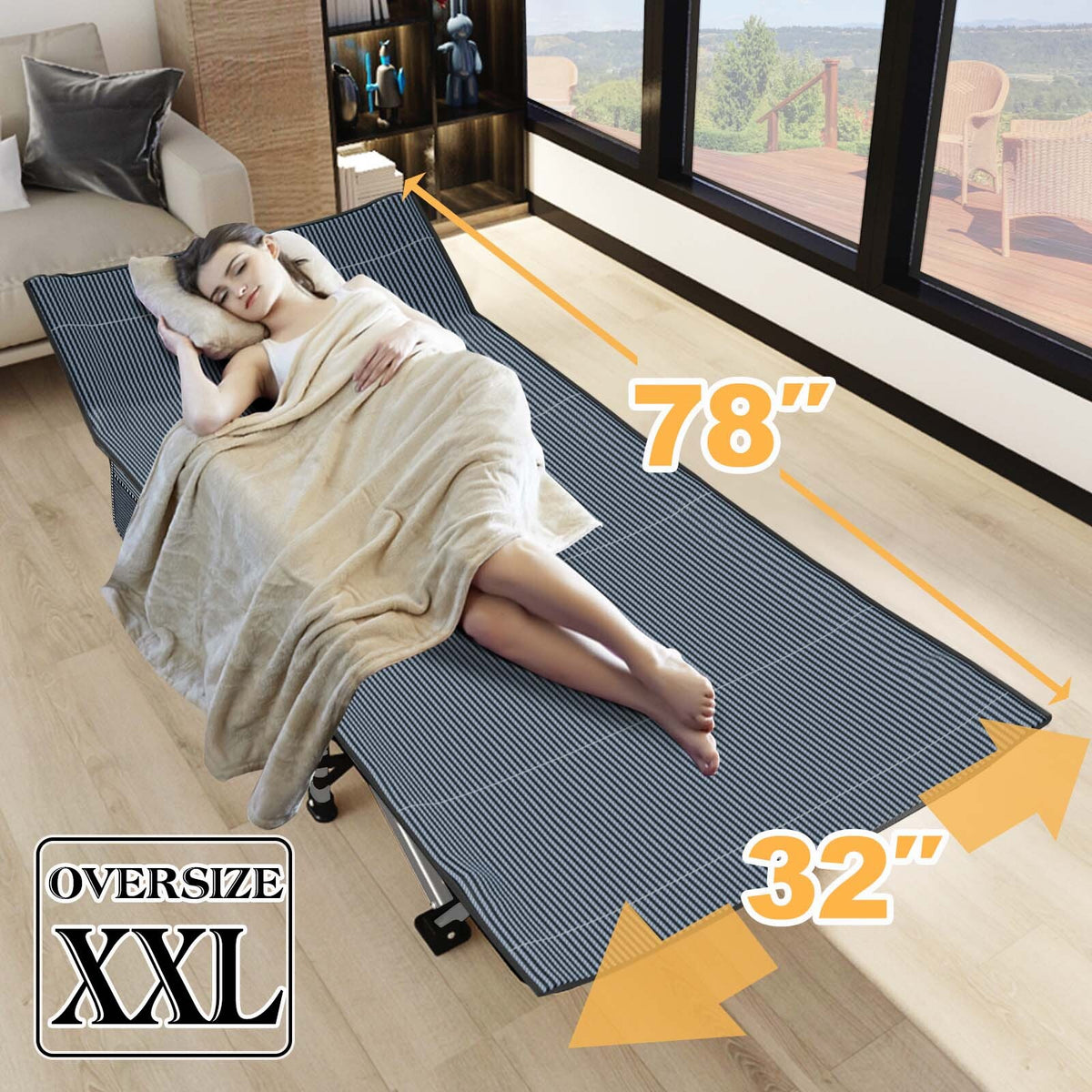Heavy Duty Folding Camping Cot Bed for Adults Portable Sleep Bed with Support
