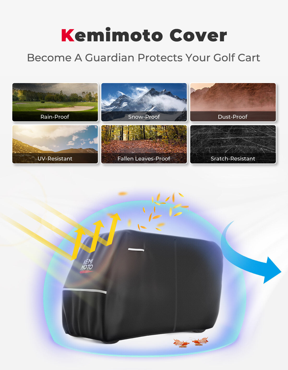 Heavy Duty Golf Cart Cover for EZGO Club Car 6/4+2 Passenger Black 600D