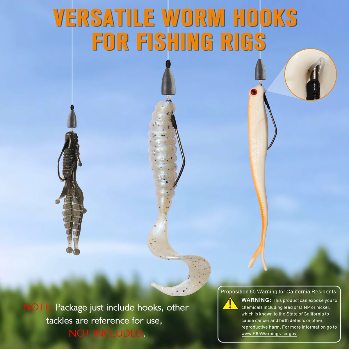 Baitkeeper Worm Hooks 30PCS Saltwater and Freshwater Fishing Hooks