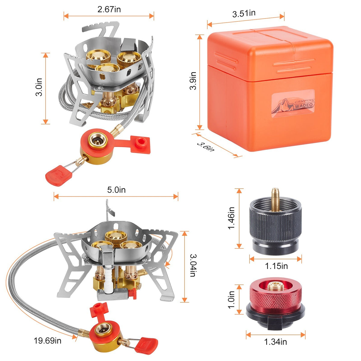 6800W Windproof Camping Gas Stove Kit with 1 LB Propane Tank Adapter